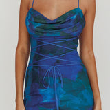 Teava Laced Waist Maxi Dress Print Blue