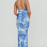 Teava Laced Waist Maxi Dress Flowers Blue