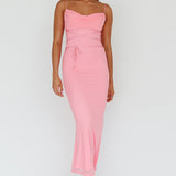 Teava Laced Waist Maxi Dress Blush