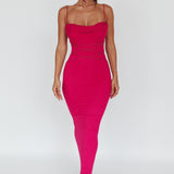 Teava Laced Waist Maxi Dress Fuchsia