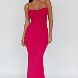 Teava Laced Waist Maxi Dress Fuchsia