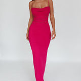 Teava Laced Waist Maxi Dress Fuchsia
