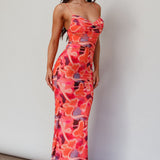 Teava Laced Waist Midi Dress Abstract Sorbet