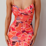 Teava Laced Waist Midi Dress Abstract Sorbet