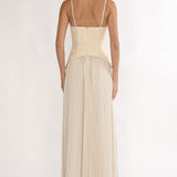 Cambridge Accordion Pleat Corset Dress Cream