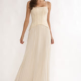 Cambridge Accordion Pleat Corset Dress Cream