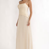 Cambridge Accordion Pleat Corset Dress Cream