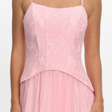 Cambridge Accordion Pleat Corset Dress Pink