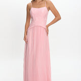 Cambridge Accordion Pleat Corset Dress Pink
