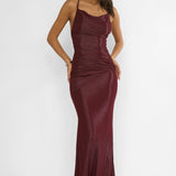 Oralia Criss-Cross Back Maxi Dress Burgundy