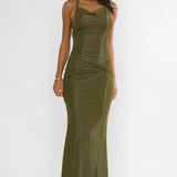 Oralia Criss-Cross Back Maxi Dress Olive
