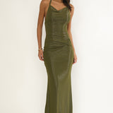 Oralia Criss-Cross Back Maxi Dress Olive