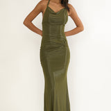 Oralia Criss-Cross Back Maxi Dress Olive