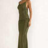 Oralia Criss-Cross Back Maxi Dress Olive