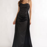 Asterelle Pleated Gathering Maxi Dress Black