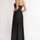 Asterelle Pleated Gathering Maxi Dress Black