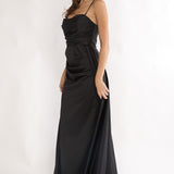 Asterelle Pleated Gathering Maxi Dress Black