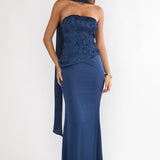 Veradis Strapless Scarf Maxi Dress Navy