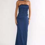 Veradis Strapless Scarf Maxi Dress Navy