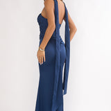 Veradis Strapless Scarf Maxi Dress Navy