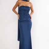 Veradis Strapless Scarf Maxi Dress Navy