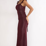 Valara Lace-Up Back Maxi Dress Wine