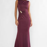 Isalyn Gathered Waist Maxi Dress Burgundy