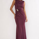 Isalyn Gathered Waist Maxi Dress Burgundy