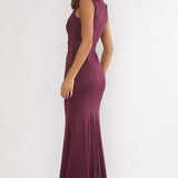 Isalyn Gathered Waist Maxi Dress Burgundy