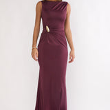 Isalyn Gathered Waist Maxi Dress Burgundy