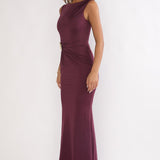 Isalyn Gathered Waist Maxi Dress Burgundy