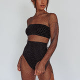 Cosmic Girl Diamante Net Midi Dress Black