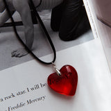 Lovers Heart Choker Necklace Red