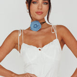 Tiana Flower Choker Necklace Denim