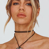 Corazon Heart Pendant Choker Silver