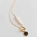 Meliza Pearl & Coin Necklace Gold