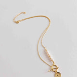 Meliza Pearl & Coin Necklace Gold
