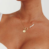 Meliza Pearl & Coin Necklace Gold