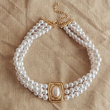 Tamra Squoval Pendant Necklace Gold Pearl