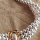 Tamra Squoval Pendant Necklace Gold Pearl