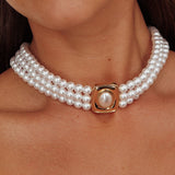 Tamra Squoval Pendant Necklace Gold Pearl