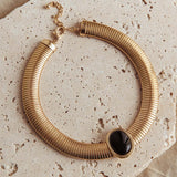 Cleopatra Oval Pendant Necklace Gold Black