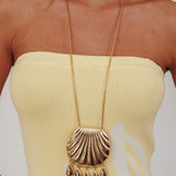Palawan Long Shell Pendant Necklace Gold