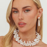 Cameron Teardrop Choker Necklace Pearl