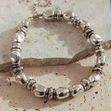 Royal Beaded Necklace Brushed Silver