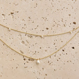 Hollis Double Strand Droplet Necklace Gold/Pearl