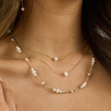 Amris Triple Strand Necklace Gold/Pearl