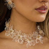 Mendoza Acrylic Floral Necklace Clear