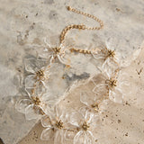 Mendoza Acrylic Floral Necklace Clear