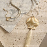 Fioren Shell Tassel Necklace Gold/Ivory